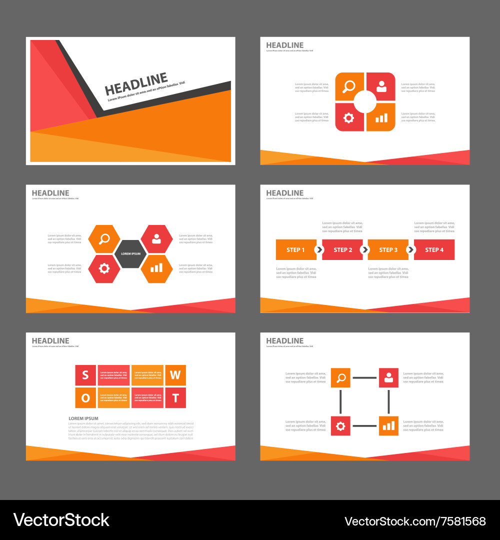 Red Orange Präsentation Vorlagen Infografik Set Vektorbild