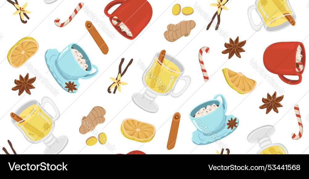 Seamless pattern with winter drinks image Seamless pattern with winter drinks image Vector Image