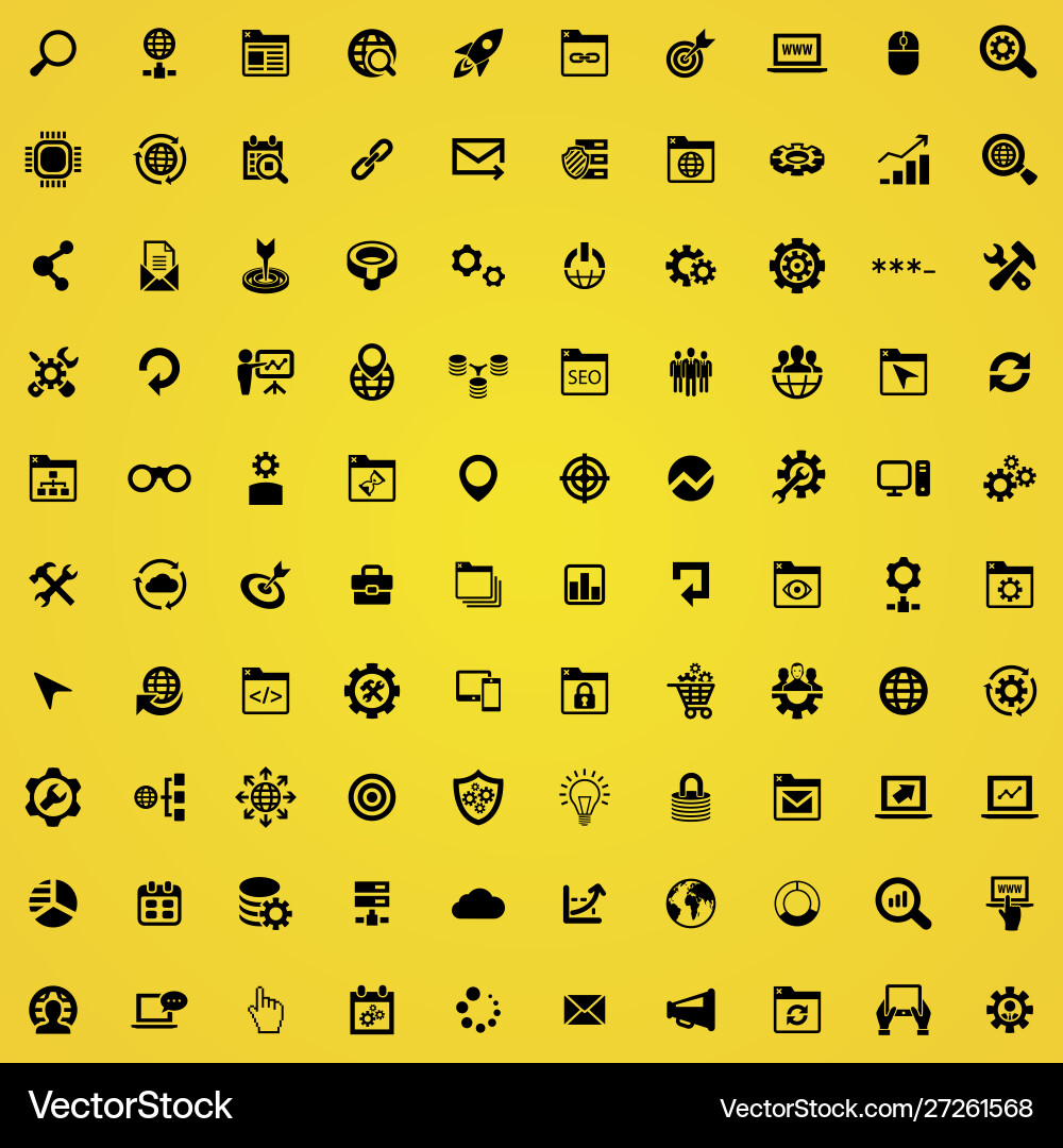Seo 100 icons universal set for web and ui vector image