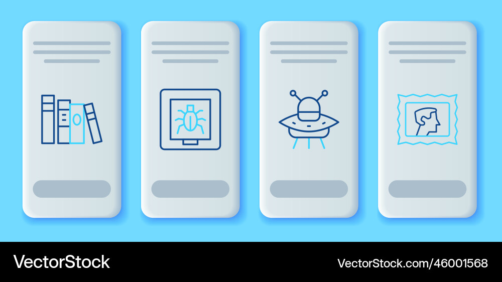 Set line insects in a frame ufo flying spaceship Set line insects in a frame ufo flying spaceship vector image