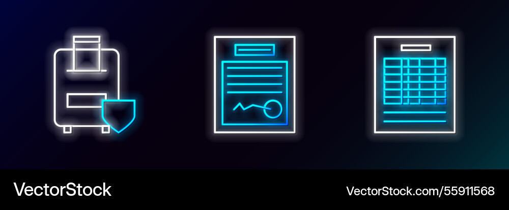 Set line report file document traveling baggage Set line report file document traveling baggage vector image