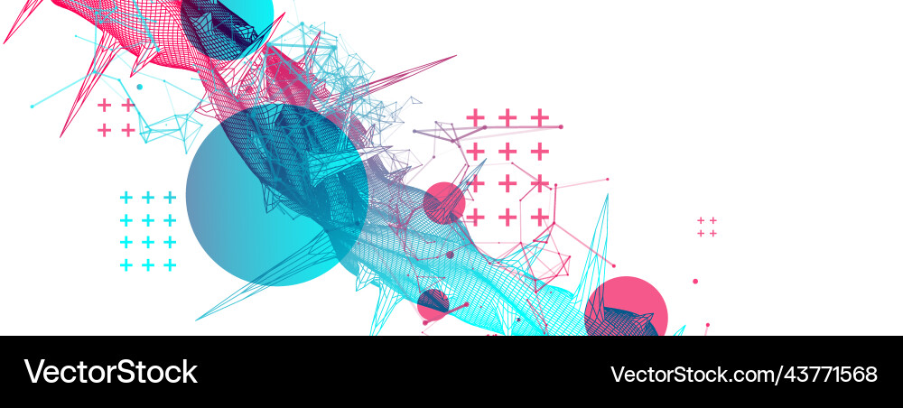 Wireframe Wissenschaft Hintergrund mit Plexus-Effekt Vektorbild