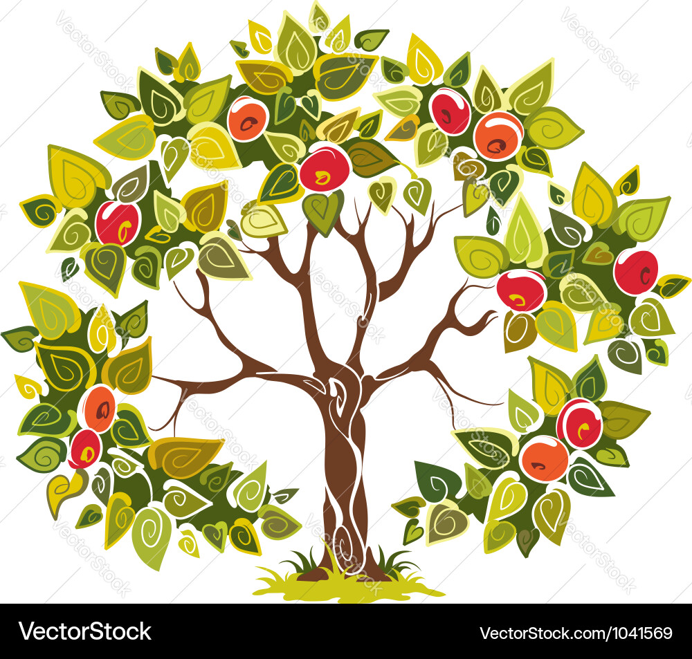 Abstract apple tree isolated on white background Abstract apple tree isolated on white background vector image