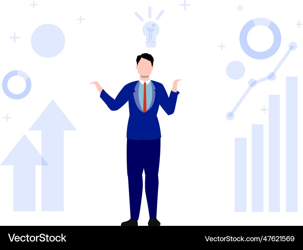 Boy is working on a graph idea Vector Image