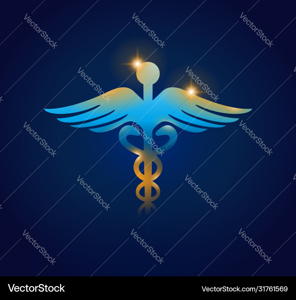Caduceus shiny symbol Vector Image