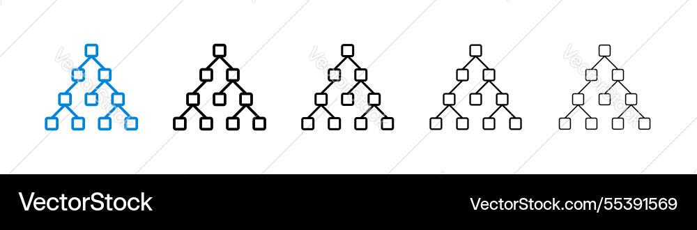 Chart tree icons in five different stroke sizes vector image