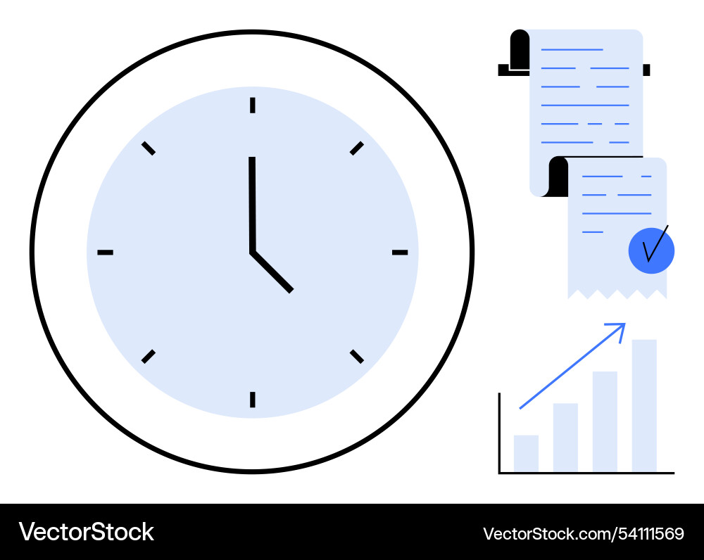 Clock with financial graph receipts and audit Clock with financial graph receipts and audit vector image