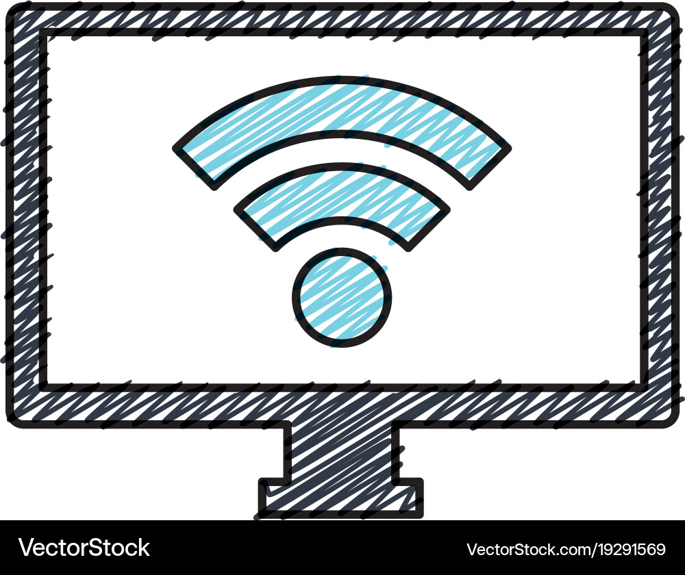 Computer display with wifi signal Vector Image
