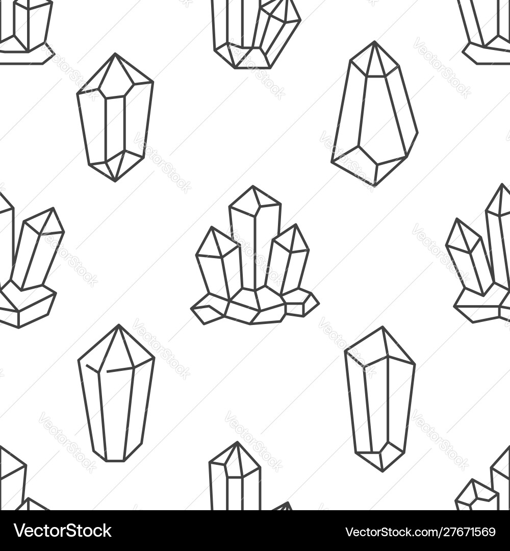 Crystal seamless pattern with line gemstone icons Crystal seamless pattern with line gemstone icons vector image