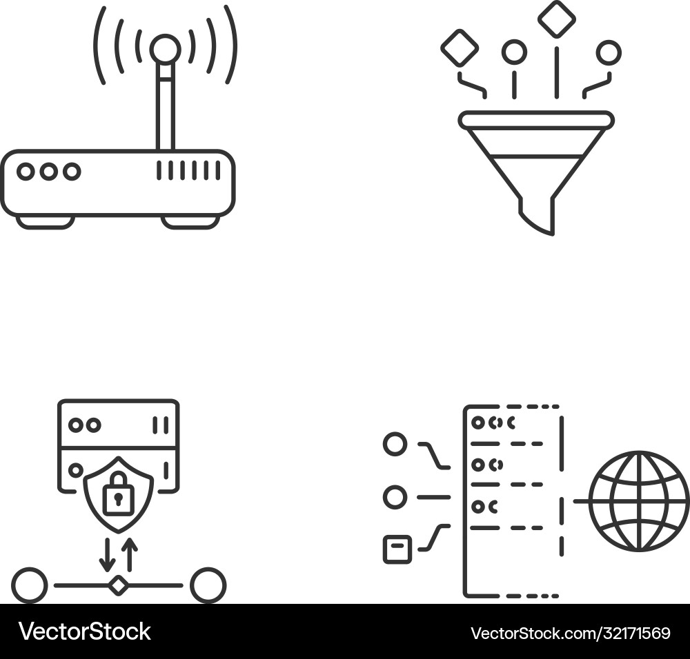 Cybersecurity linear icons set Cybersecurity linear icons set vector image