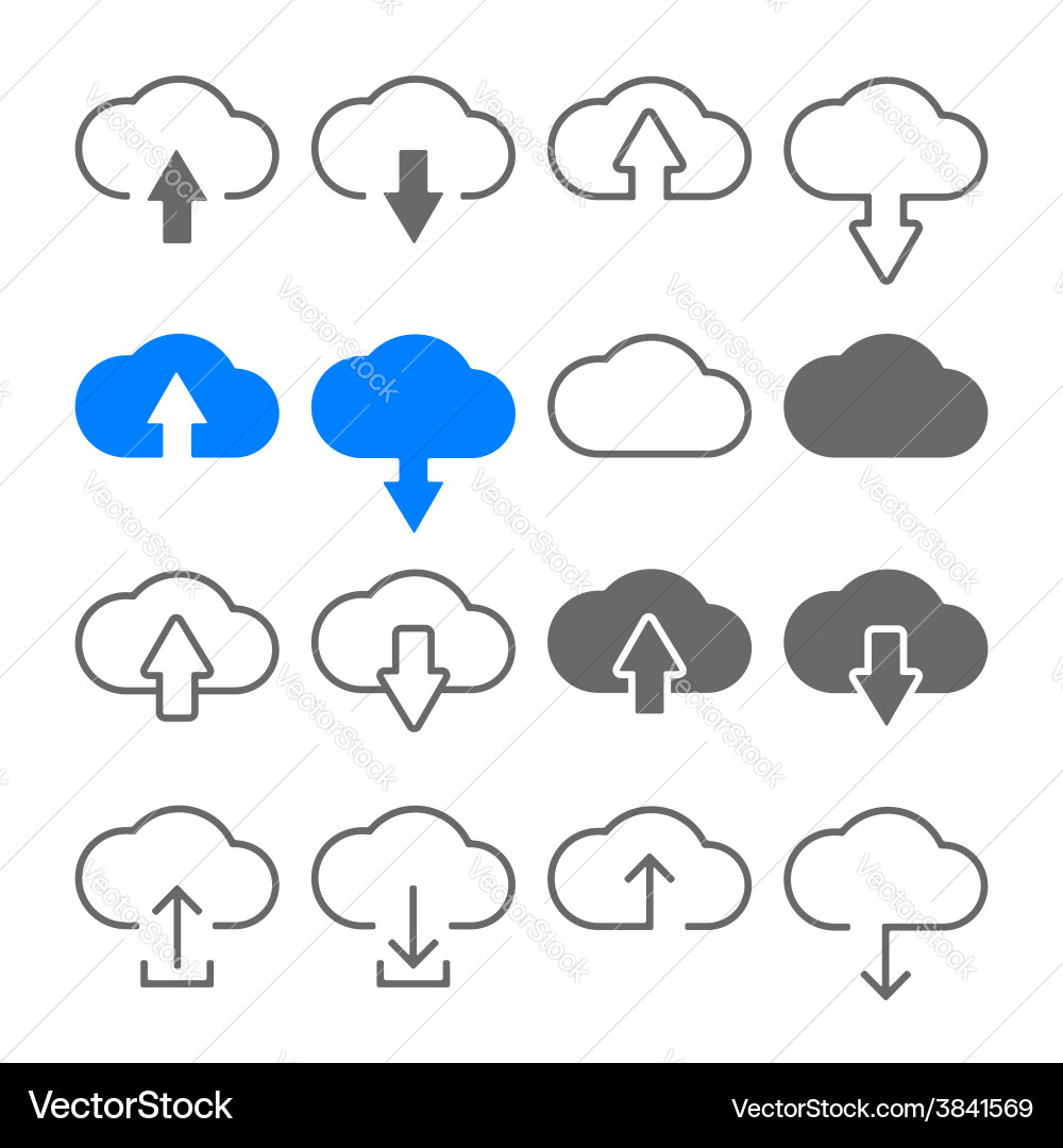 Download upload cloud icons set vector image