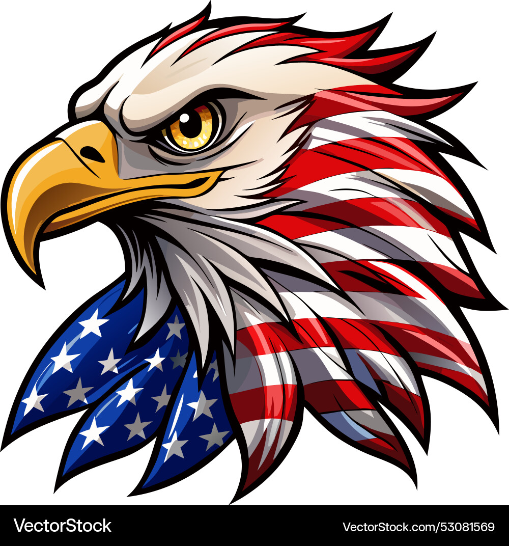 Eagle head with american flag pattern Royalty Free Vector