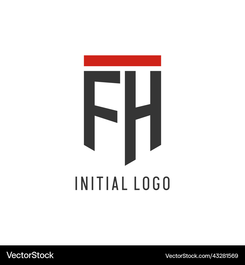 Fh initial esport logo with simple shield design vector image