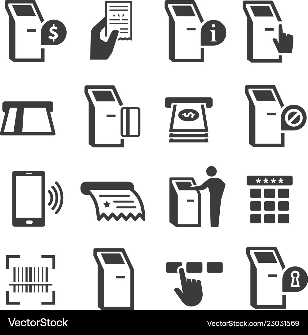 Interactive Kiosk Display Icons vector image