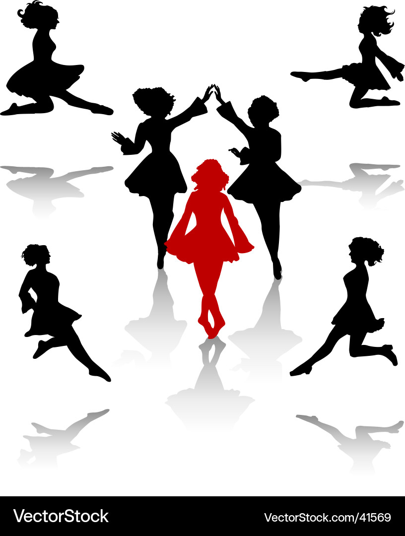 Irish Dance Silhouette Vector Image
