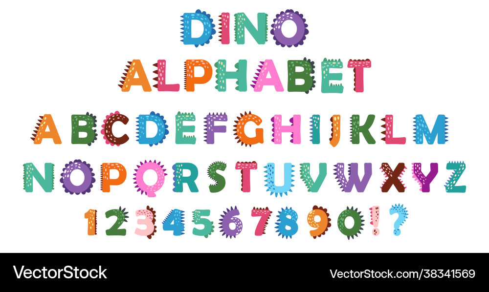 Lustige Comic Dino Alphabet und Zahlen auf einem weißen Lustige Comic Dino Alphabet und Zahlen auf einem weißen vektorbild