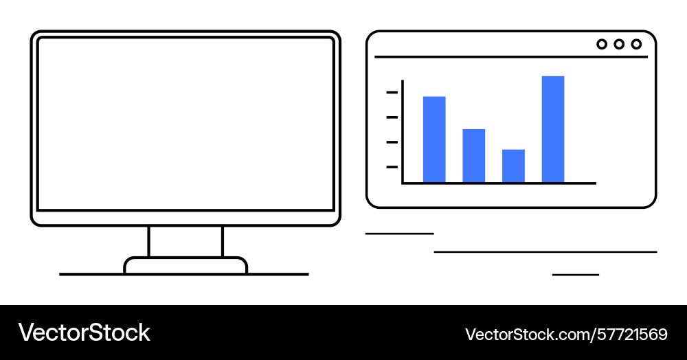 Minimalist computer screen with data analytics bar Minimalist computer screen with data analytics bar vector image