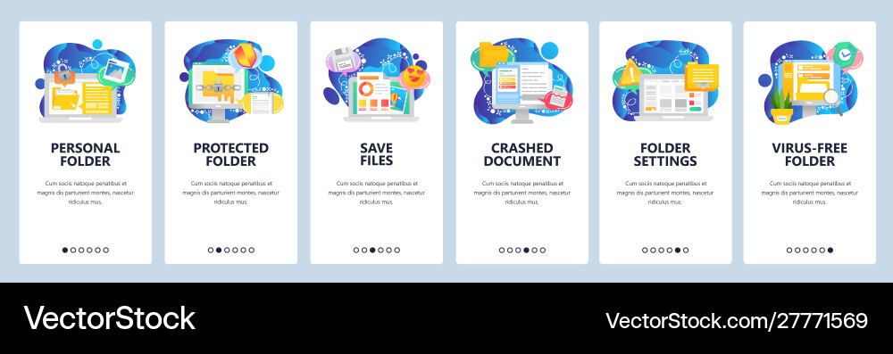 Mobile app onboarding screens business computer vector image