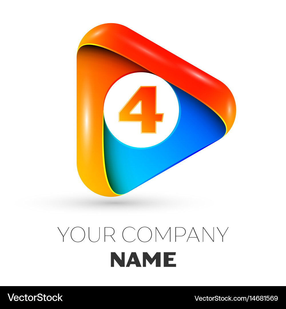 Number four symbol in the colorful triangle Vector Image