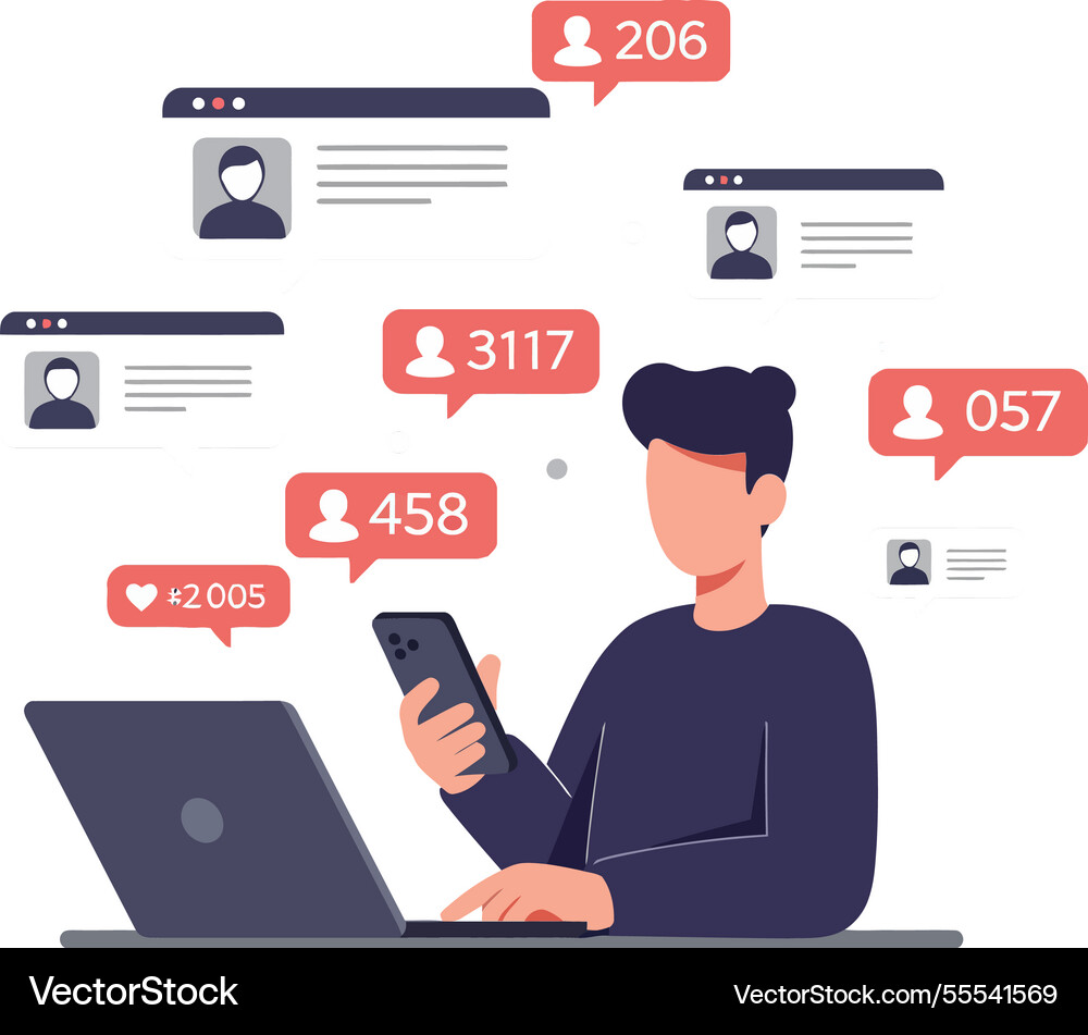 Person using smartphone while engaging Person using smartphone while engaging vector image
