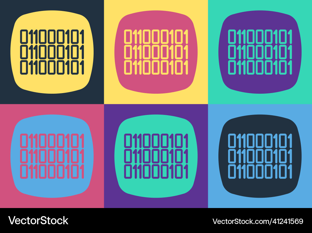 Pop art binary code icon isolated on color Pop art binary code icon isolated on color vector image