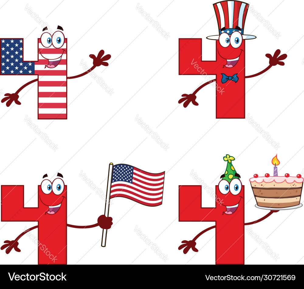 Red number four collection - 1 Vector Image