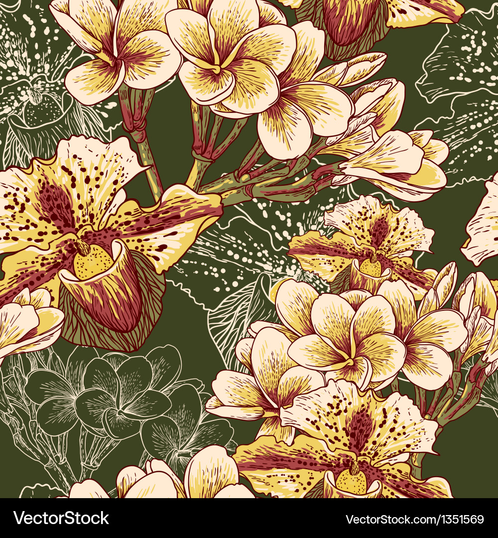 Seamless floral pattern with exotic flowers Vector Image