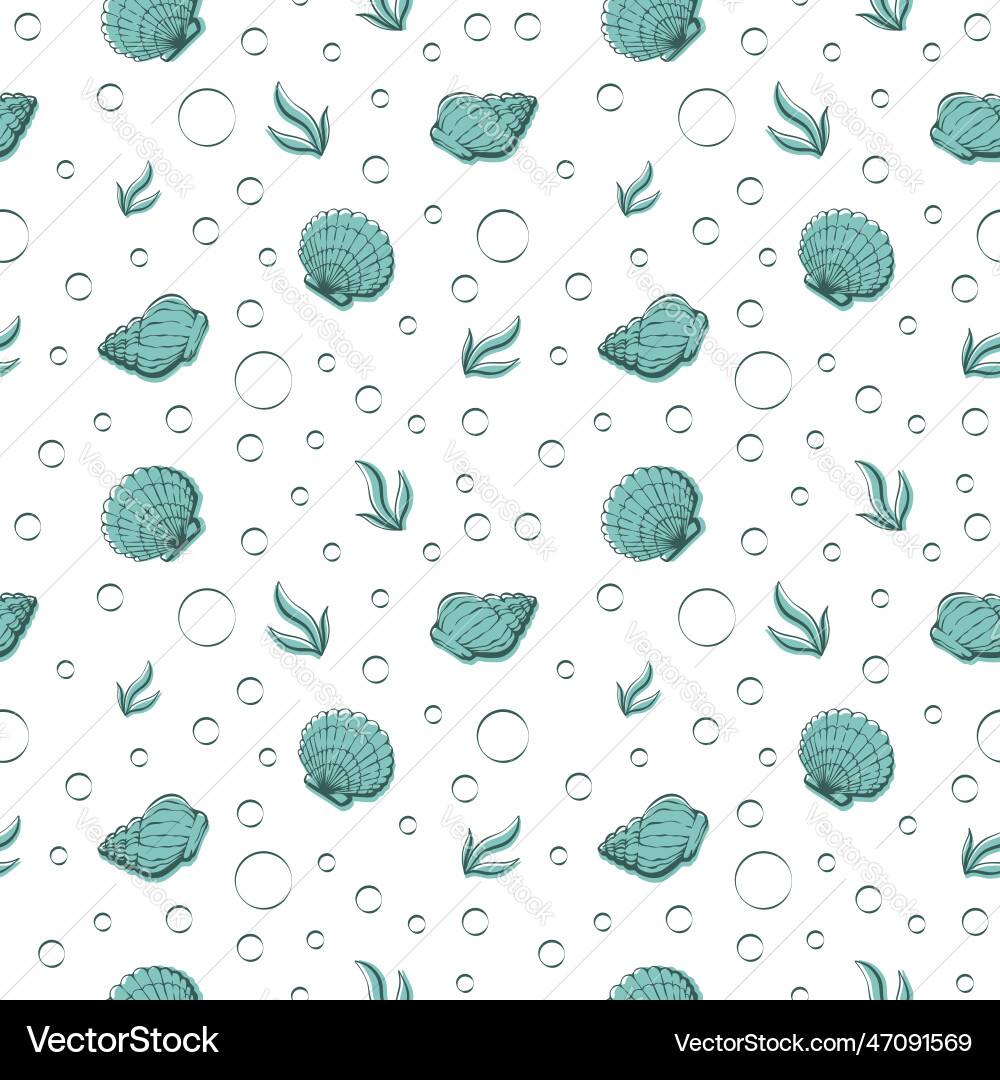 Seamless pattern with shells sea Seamless pattern with shells sea vector image
