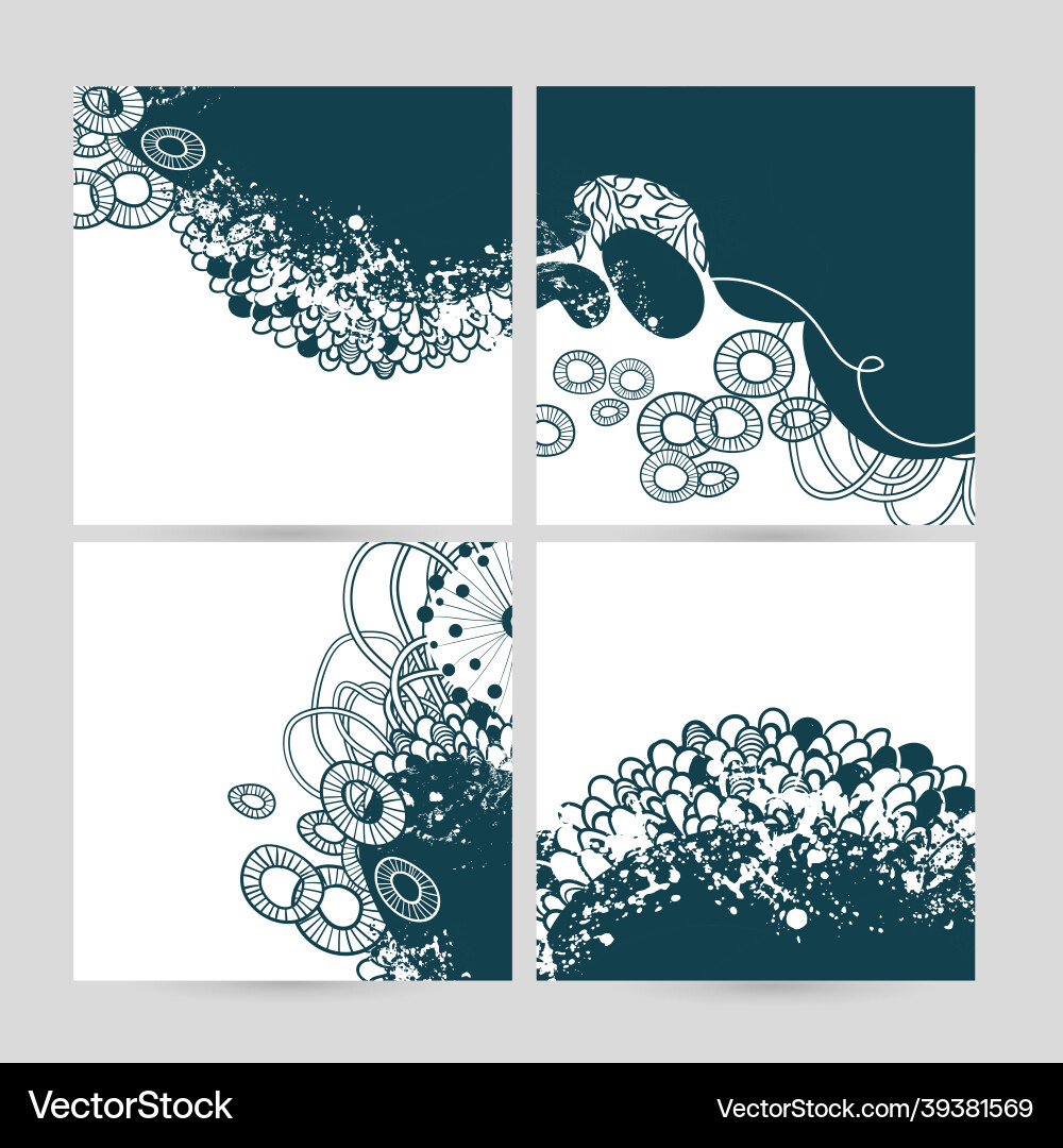 Set doodle abstract nature pattern square vector image
