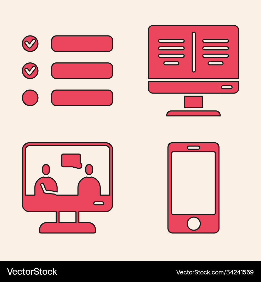 Set mobile phone task list online book Set mobile phone task list online book Vector Image