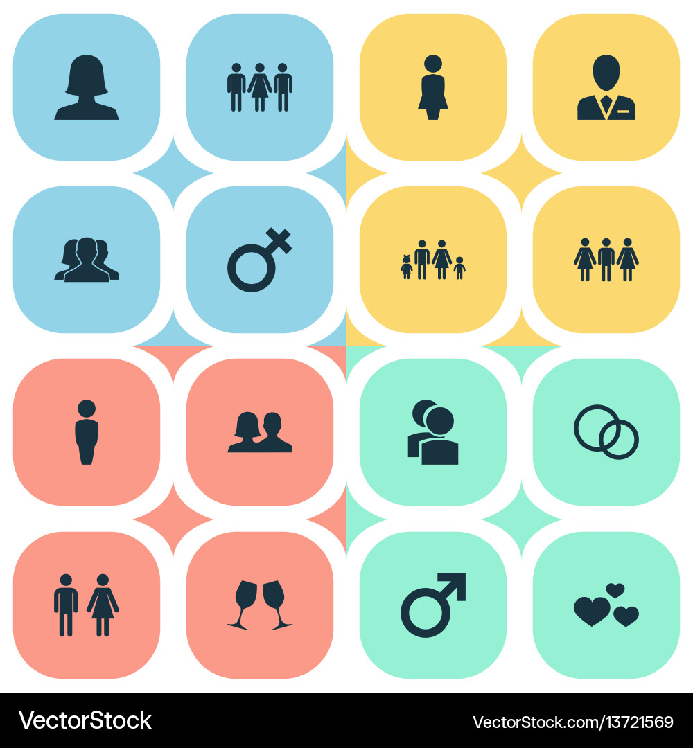 Set of simple icons element vector image