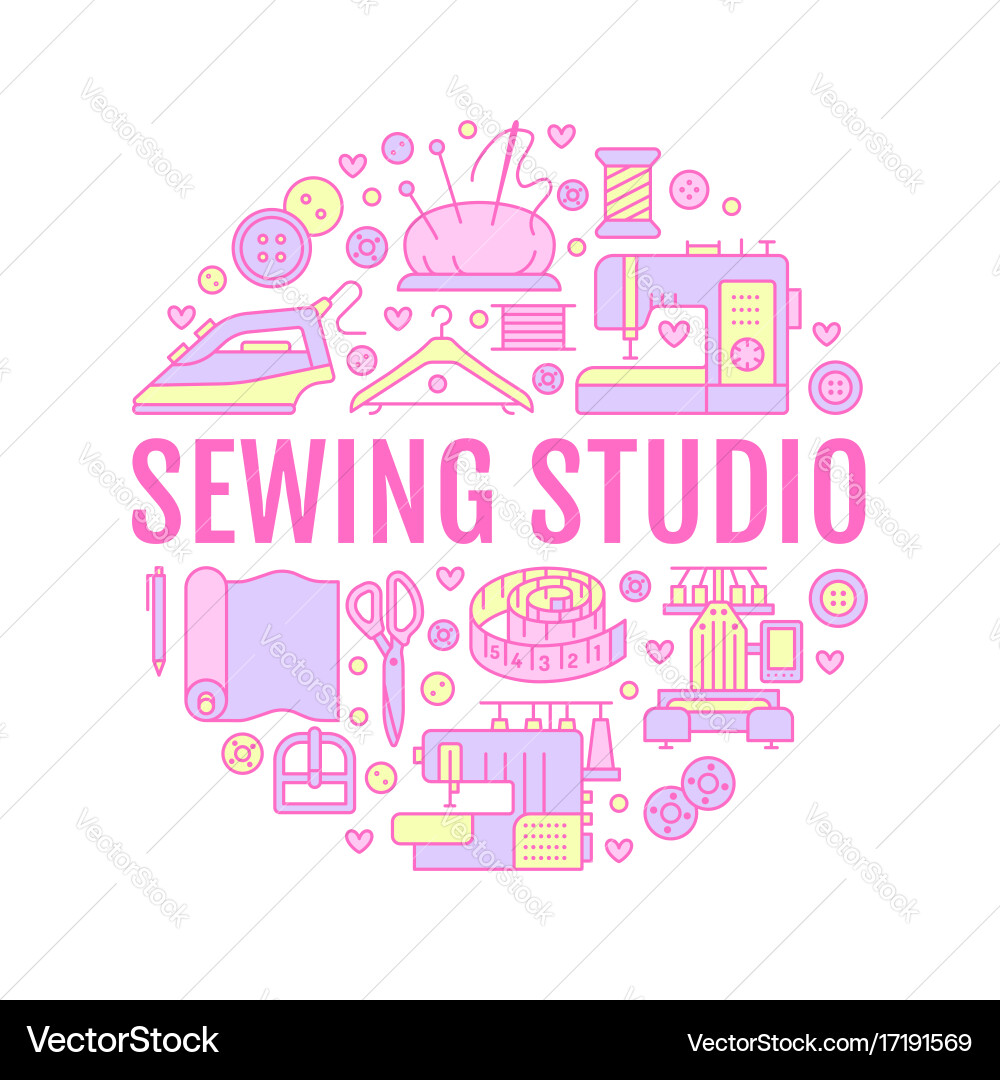Sewing Studio Ausrüstung &amp Apparment Reparatur vektorbild