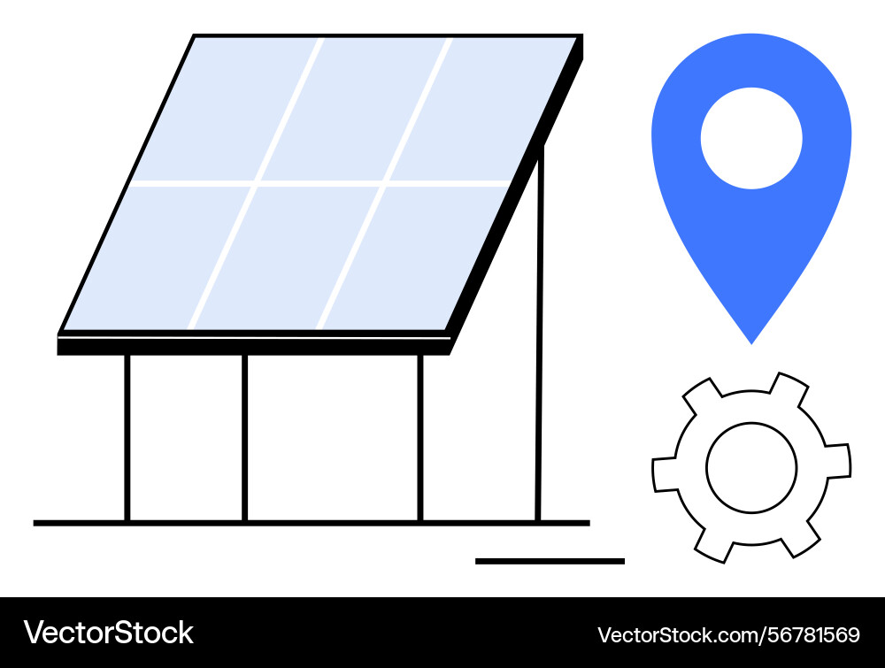 Solar panel setup with location marker Solar panel setup with location marker vector image