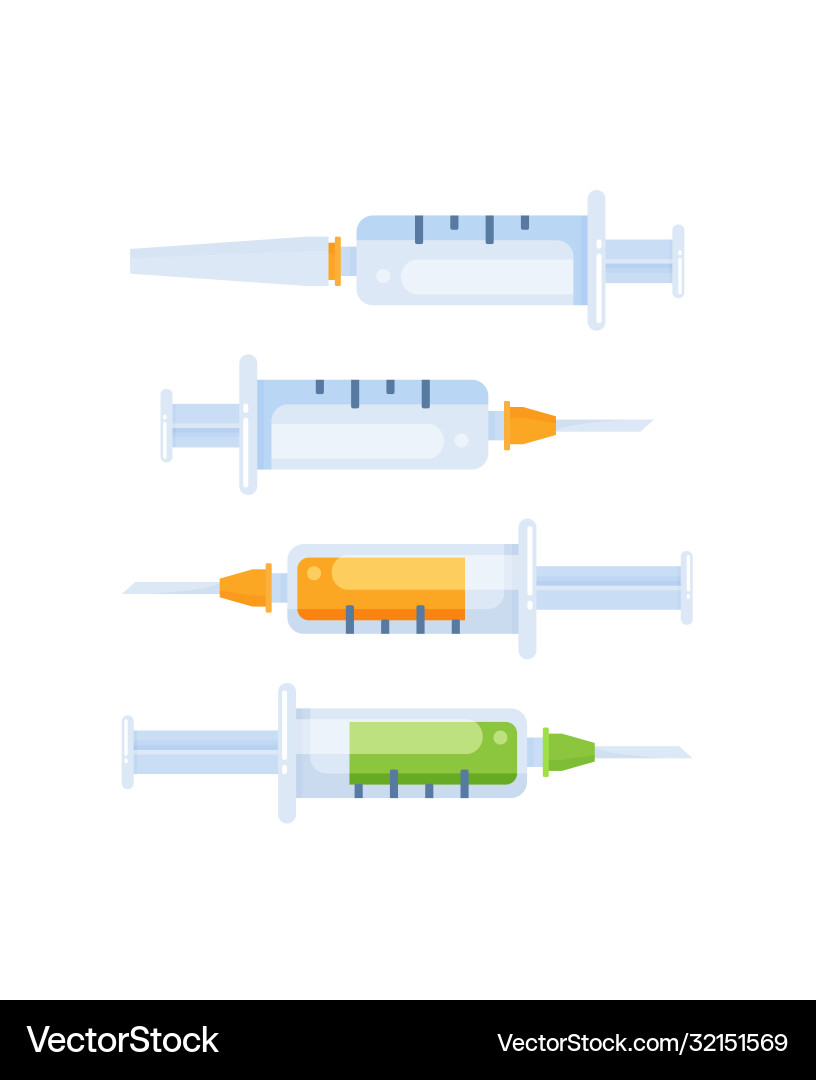Syringe web icon set in flat style Syringe web icon set in flat style Vector Image