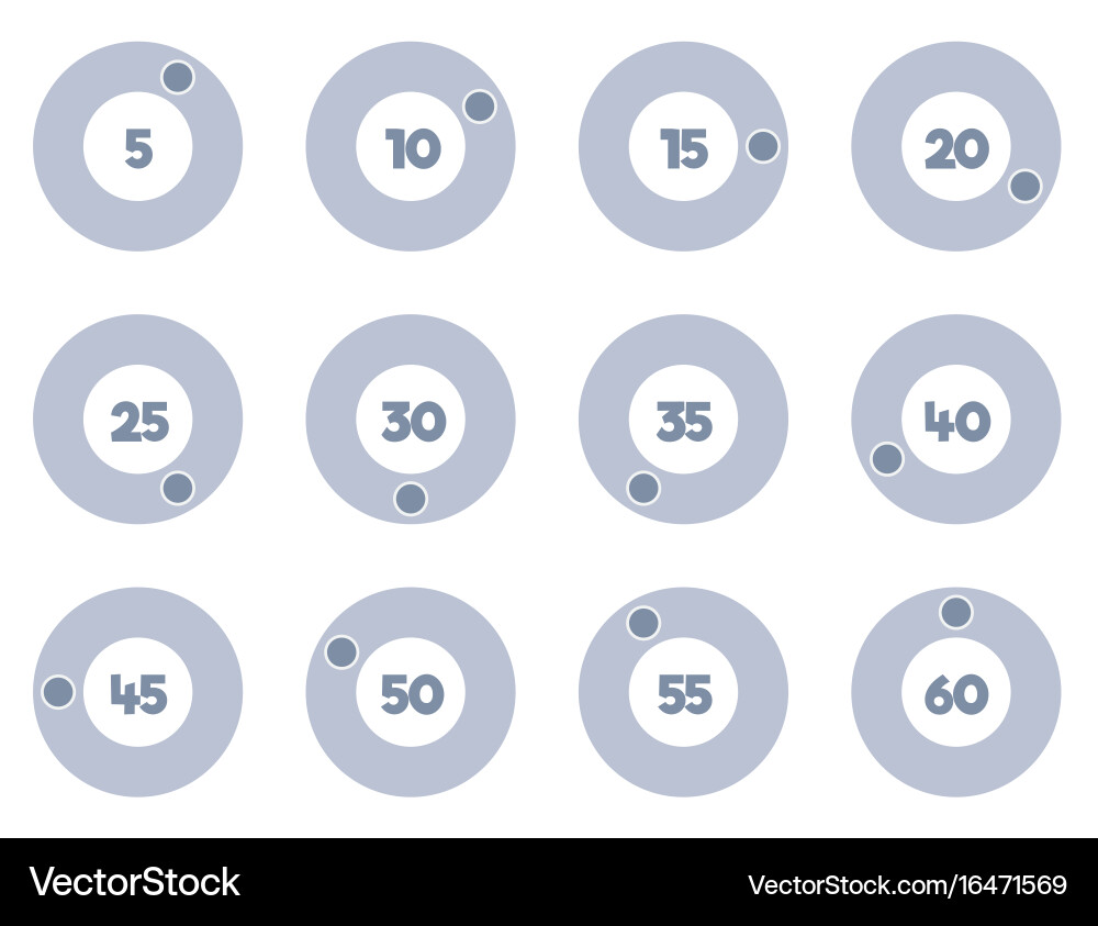 Timer icons set stopwatch vector image