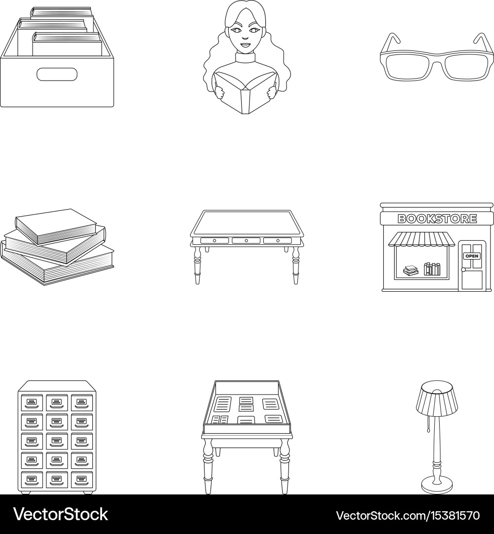 A set of icons with books seth about the library vector image