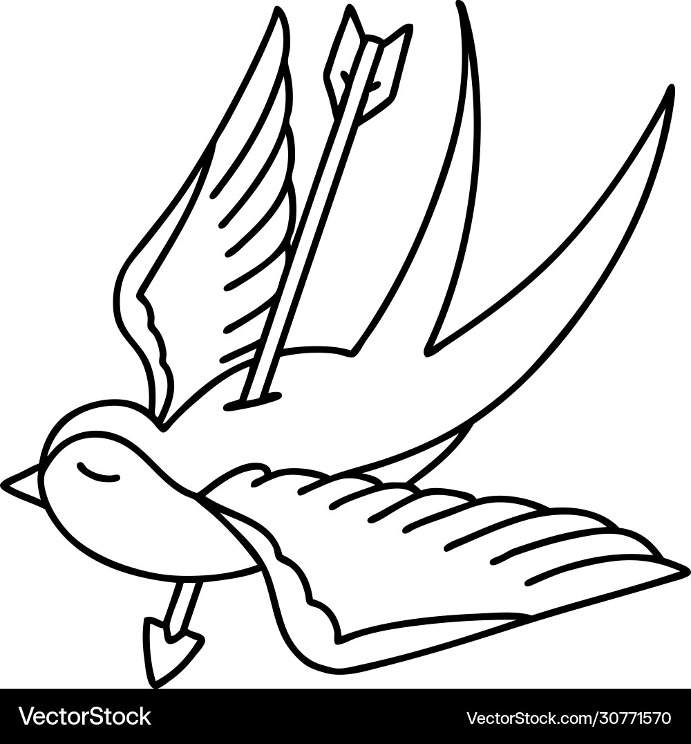 Black Line Swallow with Arrow vector image