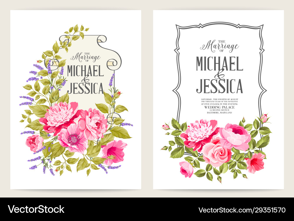 Bridal shower invitation with flowers over white Vector Image