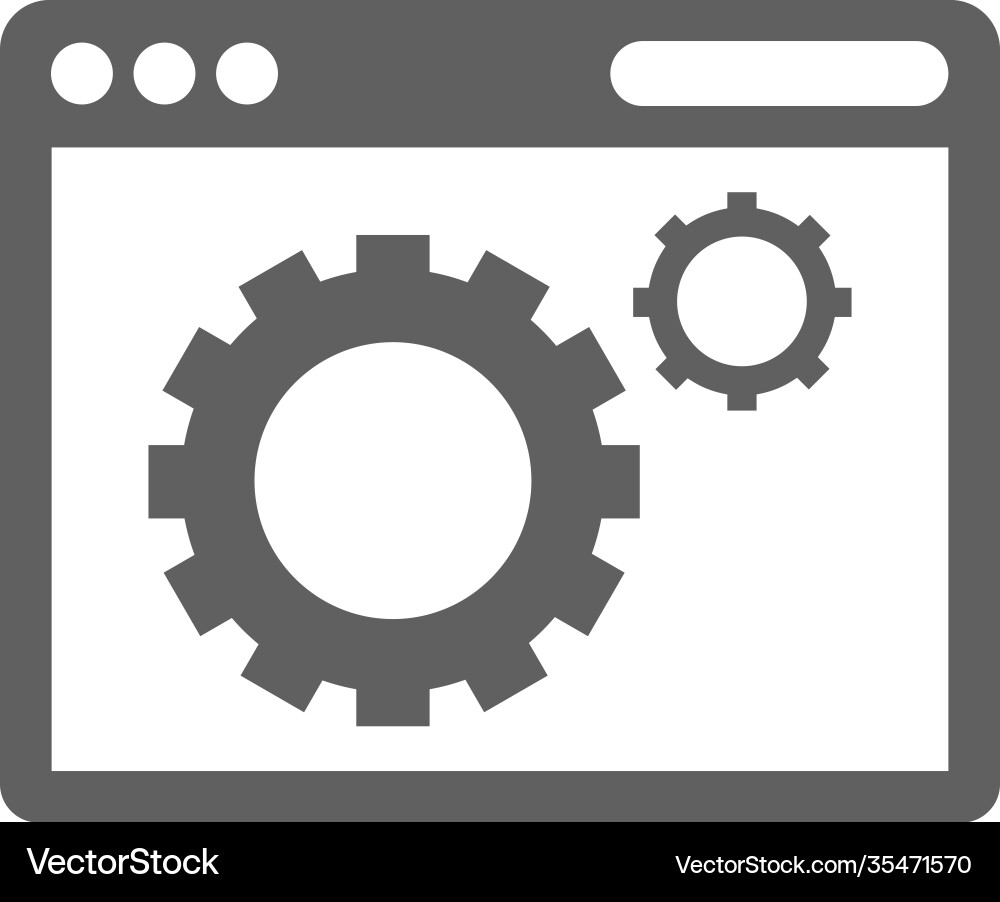 Browser gear web page icon gray design vector image