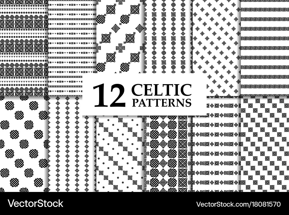 Celtic knot seamless pattern set Vector Image