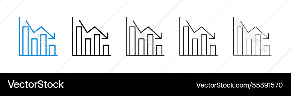 Chat arrow down icons in five different stroke Chat arrow down icons in five different stroke vector image