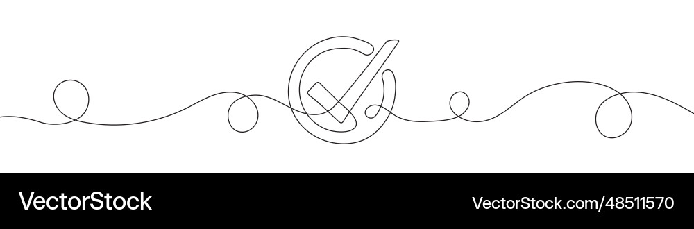 Check mark in continuous line drawing style Check mark in continuous line drawing style vector image