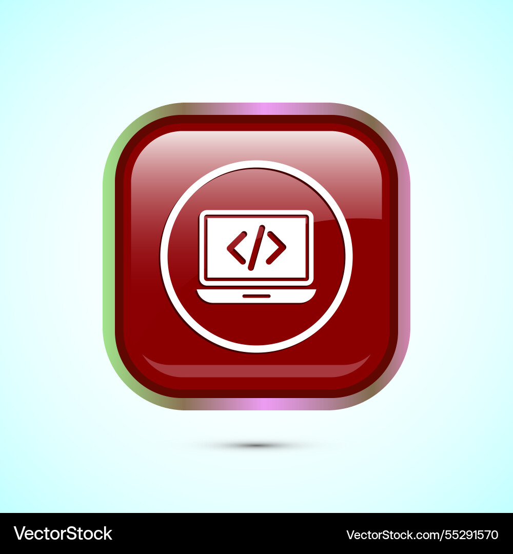 Coding icon design web development red Coding icon design web development red Vector Image
