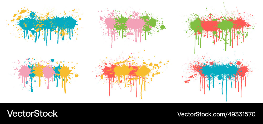 Color splashes with drips and drops set Color splashes with drips and drops set vector image