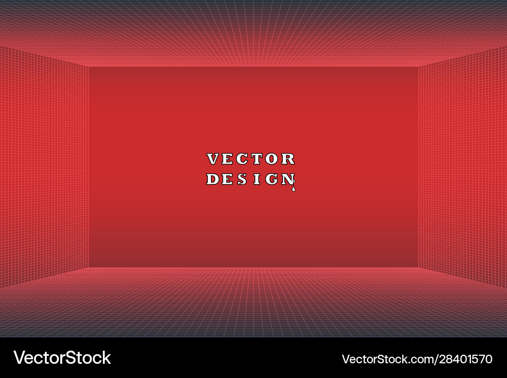Empty red room 3d studio mesh Vector Image