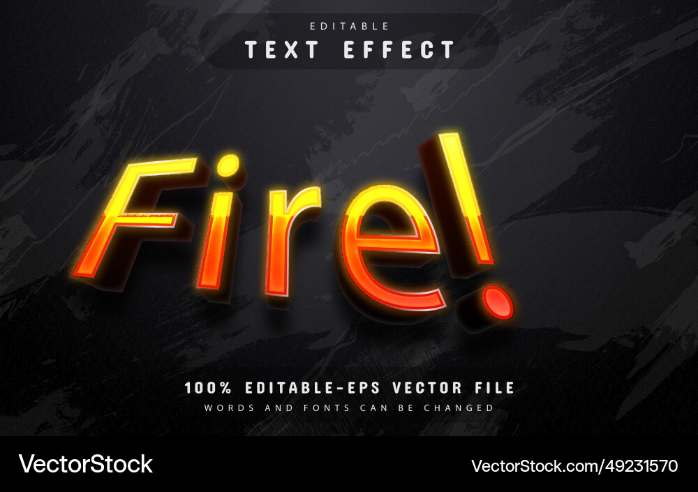 Fire 3d text effect editable Vector Image