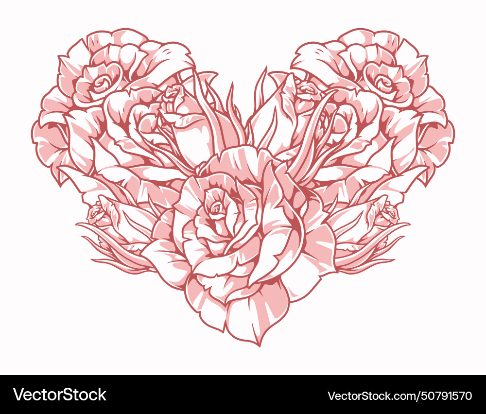 Heart of roses colorful sticker Vector Image