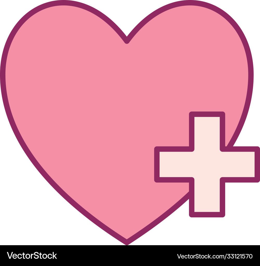 Heart with cross line and fill style icon Vector Image