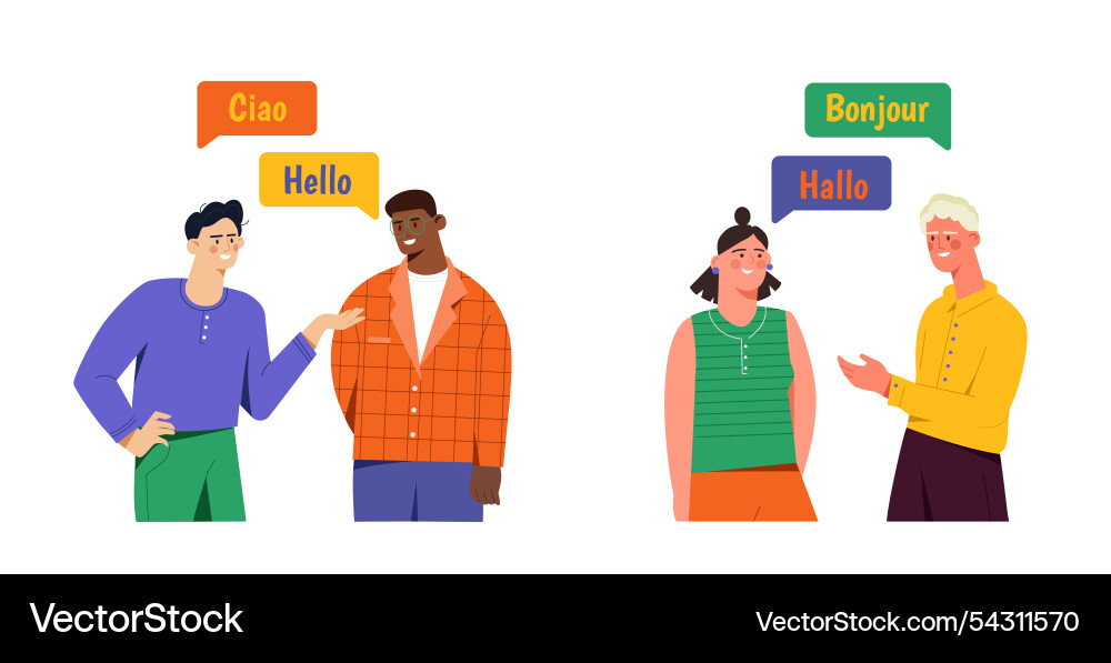 International hello set men and women say International hello set men and women say Vector Image