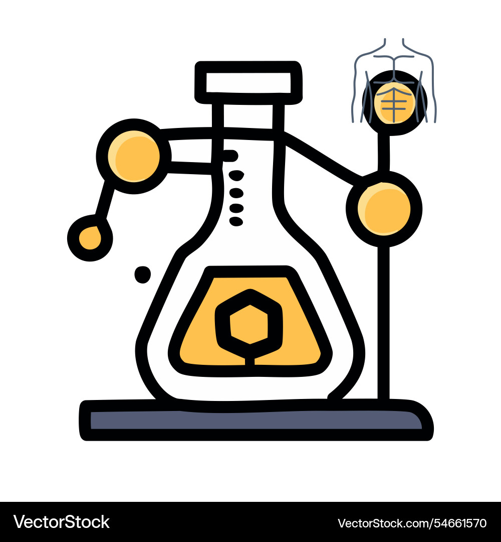 Laboratory flask filled design editable outline Laboratory flask filled design editable outline Vector Image